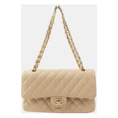 Chanel Beige Leather Caviar Skin Matrasse Shoulder Bag