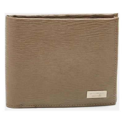 Salvatore Ferragamo Grey Textured Leather Logo Bifold Wallet