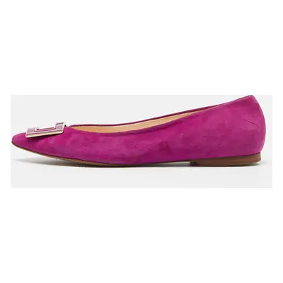 CH Carolina Herrera Pink Suede Pointed Toe Ballet Flats Size