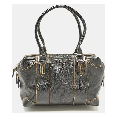 Fendi Black Leather Bauletto Boston Bag