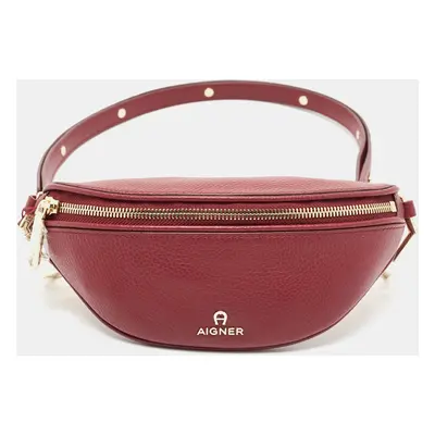 Aigner Burgundy Leather Small Serena Belt Bag