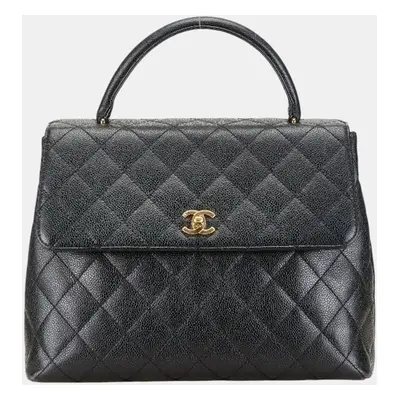 Chanel Black Caviar Skin Matelasse Coco Mark Handbag