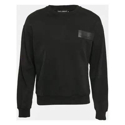 Dolce & Gabbana Black Cotton Knit Crew Neck Sweatshirt