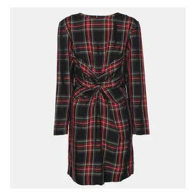 Maje Multicolor Check Fabric Draped Plaid Dress