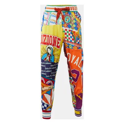 Dolce & Gabbana Multicolor Patchwork Print Satin Track Pants