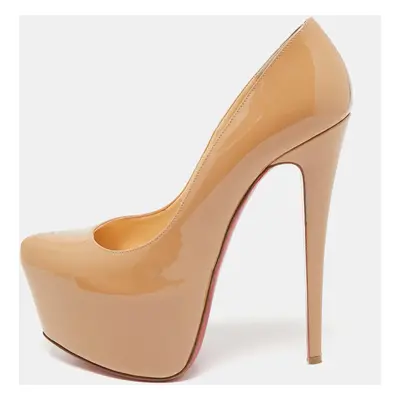 Christian Louboutin Beige Patent Leather Daffodile Platform Pumps Size