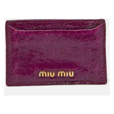 Miu Miu Purple Alligator Embossed Leather Card Case