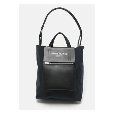 Acne Studios Navy Blue/Black Leather and Nylon Papery Tote