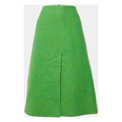 Ganni Flash Green Wool Midi Skirt