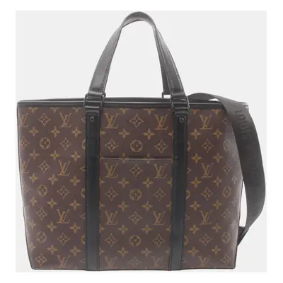 Louis Vuitton Brown Black Coated Canvas Leather Monogram Macassar Weekend Tote Pm Bag