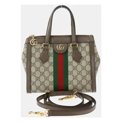 Gucci Supreme Canvas Leather Beige Brown Gg Small Sherry Line Handbag