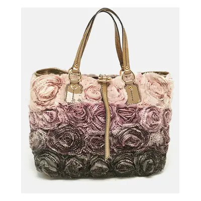 Valentino Multicolor Patent Leather and Satin Rosier Tote