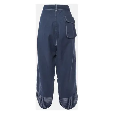 Loewe Navy Blue Linen & Cotton Cargo Trousers