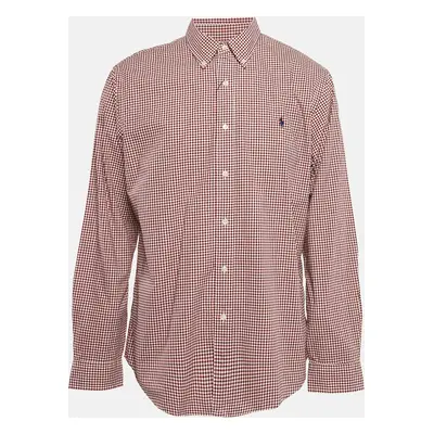 Ralph Lauren Red Gingham Checks Cotton Slim Fit Shirt