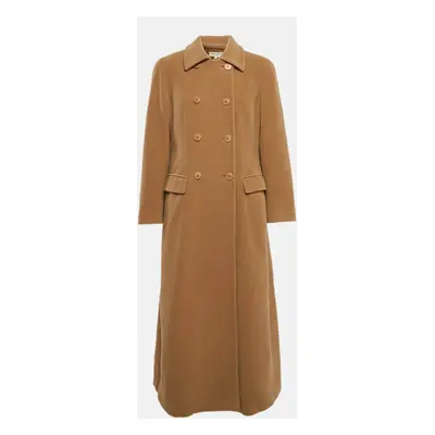 Giorgio Armani Beige Felt Wool Double Breasted Coat