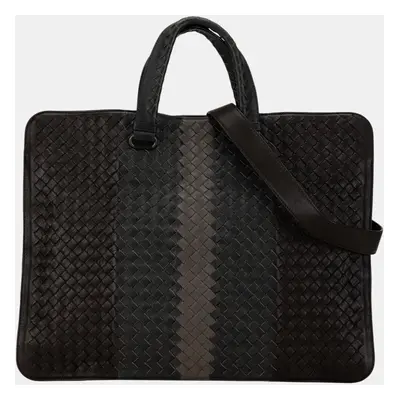 Bottega Veneta Black Intrecciato Nappa Club Fume Briefcase