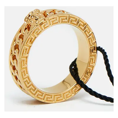 Versace Medusa Head Chain Gold Tone Ring Size