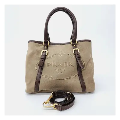 Prada Brown Fabric tote and shoulder bag