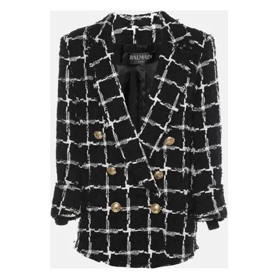 Balmain Black/White Tweed Double Breasted Blazer