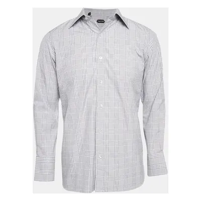 Tom Ford Grey Checks Cotton Long Sleeve Shirt