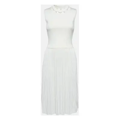 Givenchy Ivory Stretch Knit Pleated Midi Dress