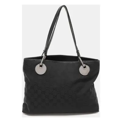 Gucci Black GG Canvas and Leather Small Eclipse Tote