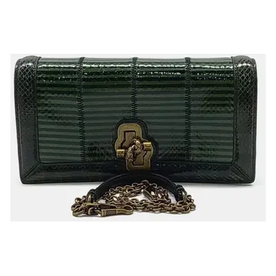 Bottega Veneta Green Leather Chain Crossbody Bag