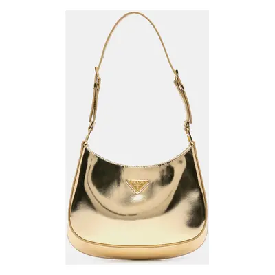 Prada Gold Leather Spazzolato Cleo Shoulder Bag