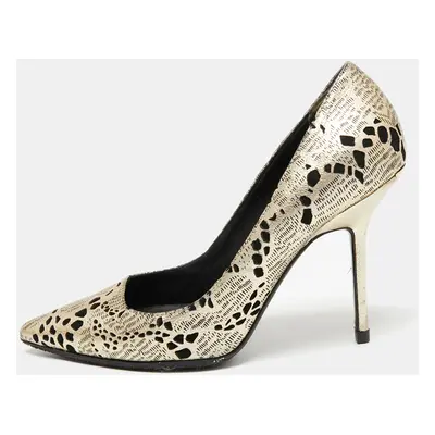 Burberry Metallic Foil Laser Cut Out Leather Pointed Toe Pumps Size