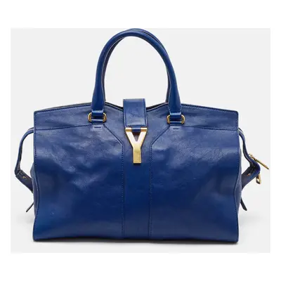 Saint Laurent Blue Leather Cabas Chyc Tote