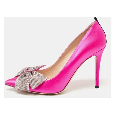 SJP Sarah Jessica Parker Pink Satin Crystal Embellished Pumps Size