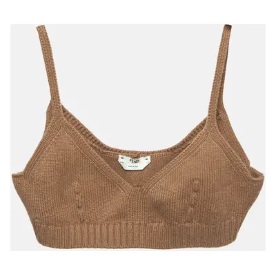 Fendi Brown Cashmere Knit Bralette Top