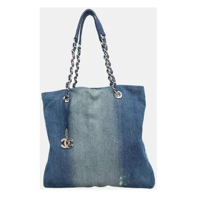 Chanel Blue Denim Shopping Bag