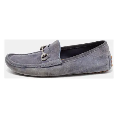 Gucci Blue Suede Horsebit Driver Loafers Size