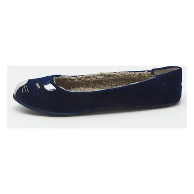 Marc by Marc Jacobs Navy Blue Velvet and Leather Cat Ballet Flats Size 36.5