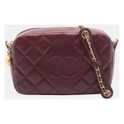 Chanel Leather Bordeaux Matelasse Shoulder Bag