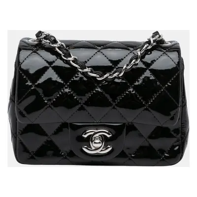 Chanel Black Mini Square Classic Patent Single Flap Bag