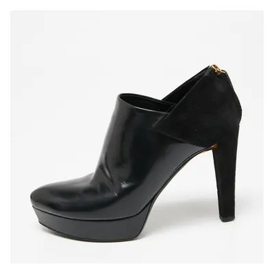 Gucci Black Suede And Patent Leather Booties Size 37.5