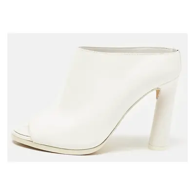 Burberry White Leather Peep Toe Mules Size