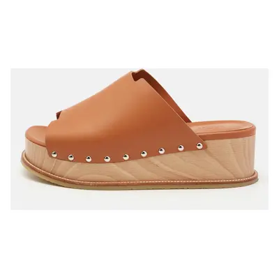 Hermes Tan Leather Ellipse Platform Sandals Size