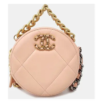 Chanel Pink Leather round mini Crossbody bag