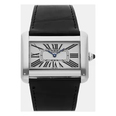 Cartier Silver Stainless Steel Tank Divan W6300655 Quartz Men's Wristwatch mm