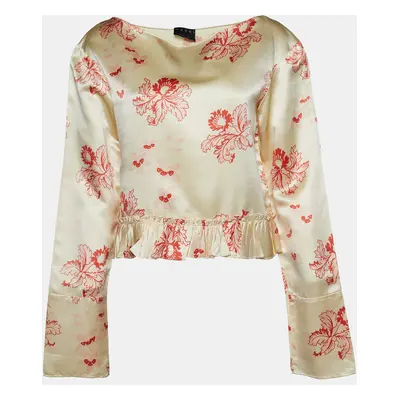 Marni Cream Floral Print Silk Long Sleeve Blouse