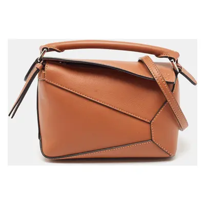 Loewe Brown Leather Mini Puzzle Shoulder Bag