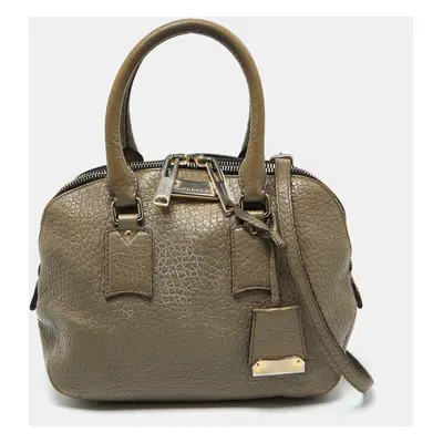 Burberry Taupe Grey Grain Leather Small Orchard Bowler Bag