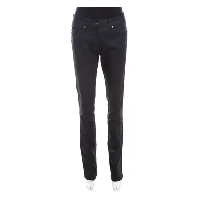 Escada Black Glitter Denim High Rise Straight Leg Jeans