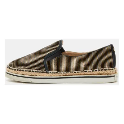 Jimmy Choo Black/Gold Suede Dawn Espadrille Sneakers Size 38.5