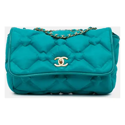 Chanel Blue Calf Leather Chanel Small Iridescent Calfskin Chesterfield Flap Bag