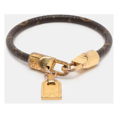 Louis Vuitton Monogram Leather Luck It Gold Tone Bracelet