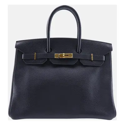 Hermes Ardennes Black/Gold Leather Birkin Handbag